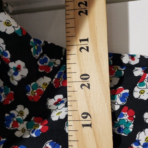 Boden Black Long Sleeve Dress Size 14R Smocked Neck and Sleeve Pockets Floral - Picture 10 of 15